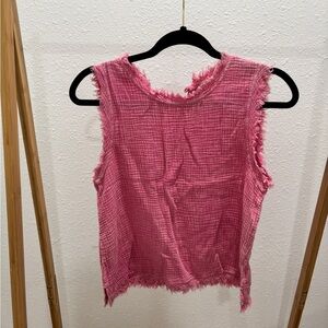 Altar'd State Pink Frayed Tank Top